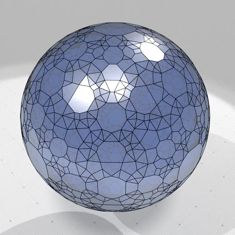 3D Convex hull a digital ball of radius 50. Note that co-sphericities of more than 4 points are quite frequent in lattice spaces, and the convex hull has many non triangular faces. Module Quickhull of DGtal allows you to compute the convex hull of lattice/rational points in arbitrary dimension.