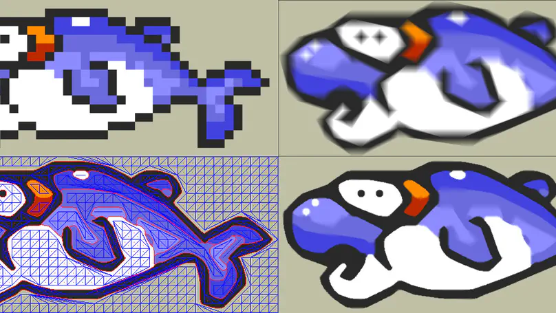 Geometric Total Variation for Image Vectorization, Zooming and Pixel Art Depixelizing